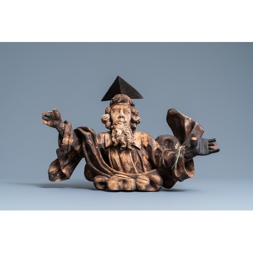 189 - A wooden figure of God the Father on a cloud, 17th C.L.: 50,5 cm - H.: 32,5 cm  Provenance: - The Da... 