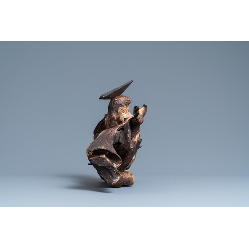 189 - A wooden figure of God the Father on a cloud, 17th C.L.: 50,5 cm - H.: 32,5 cm  Provenance: - The Da... 