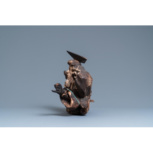 189 - A wooden figure of God the Father on a cloud, 17th C.L.: 50,5 cm - H.: 32,5 cm  Provenance: - The Da... 