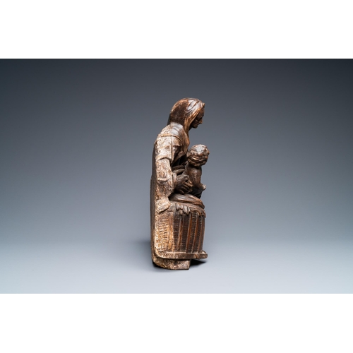 190 - A patinated wooden group of Saint Anne with the infant Jesus on an inscribed base, ca. 1540H.: 36,5 ... 