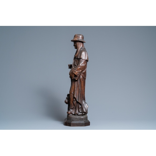 195 - An oak figure of Saint Jerome, 16th C.H.: 68 cm  Provenance: - The Davioud-Larminet collection, Lill... 