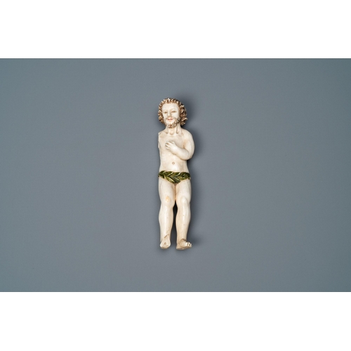 35 - An Indo-Portuguese polychromed ivory figure of the Christ Child blessing, probably Goa, 17th C.Lot s... 