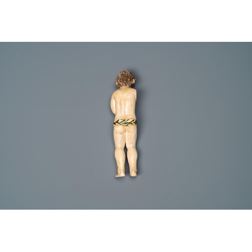 35 - An Indo-Portuguese polychromed ivory figure of the Christ Child blessing, probably Goa, 17th C.Lot s... 