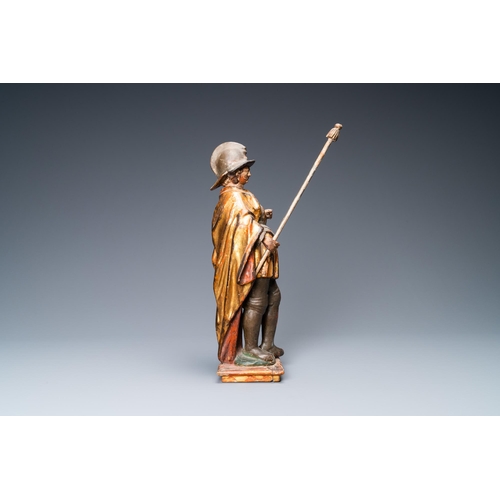 39 - A polychromed and gilded wood figure of Saint Georges, Southern Germany, 1st quarter 17th C.H.: 36 c... 