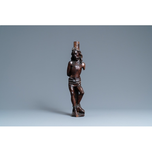 44 - A walnut figure of Christ at the column, Rhine Valley, Germany, 15th C.H.: 48 cm  Provenance: - The ... 