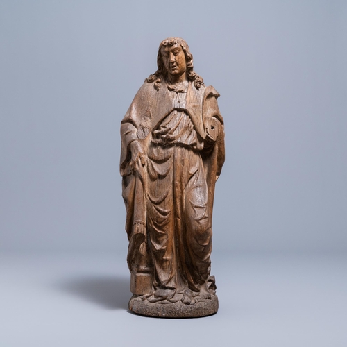 49 - An oak figure of an angel holding the Instruments of the Passion, Germany or Mosan region, 16th C.H.... 