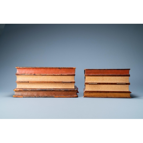 524 - Four trompe-l'oeil storage boxes made from old book covers, France, 20th C.Dim.: 38 x 26 x 18,5 cm (... 