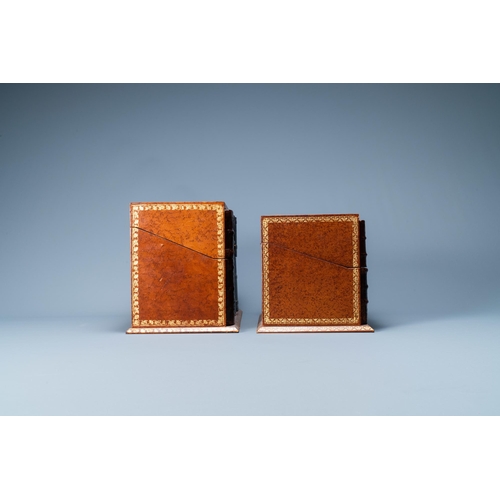 524 - Four trompe-l'oeil storage boxes made from old book covers, France, 20th C.Dim.: 38 x 26 x 18,5 cm (... 