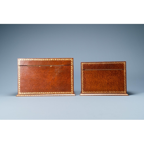 524 - Four trompe-l'oeil storage boxes made from old book covers, France, 20th C.Dim.: 38 x 26 x 18,5 cm (... 