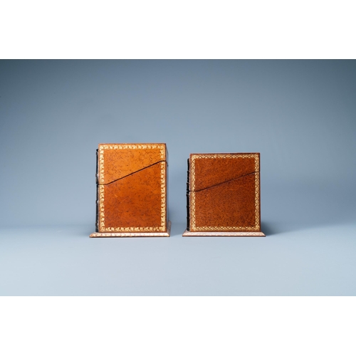 524 - Four trompe-l'oeil storage boxes made from old book covers, France, 20th C.Dim.: 38 x 26 x 18,5 cm (... 