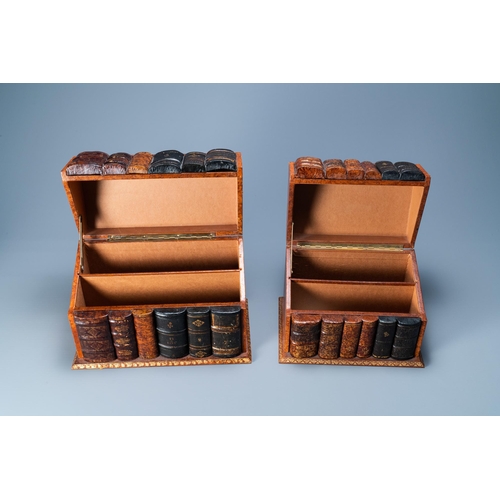 524 - Four trompe-l'oeil storage boxes made from old book covers, France, 20th C.Dim.: 38 x 26 x 18,5 cm (... 