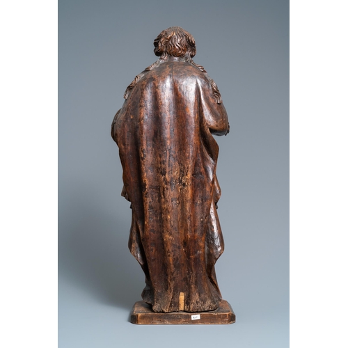 56 - A fruitwood figure of a female saint, Rhine valley, Germany, 2nd half 16th C.H.: 75 cm  Provenance: ... 