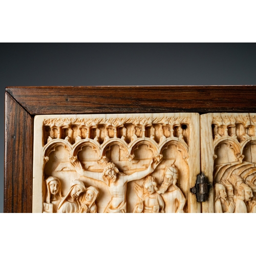 58 - An ivory diptych, Germany, 14th C.Lot subject to CITES-regulations. Available for sale in the Europe... 