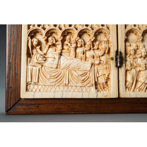 58 - An ivory diptych, Germany, 14th C.Lot subject to CITES-regulations. Available for sale in the Europe... 