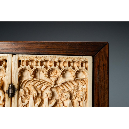 58 - An ivory diptych, Germany, 14th C.Lot subject to CITES-regulations. Available for sale in the Europe... 