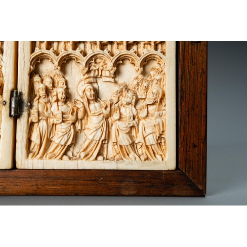 58 - An ivory diptych, Germany, 14th C.Lot subject to CITES-regulations. Available for sale in the Europe... 