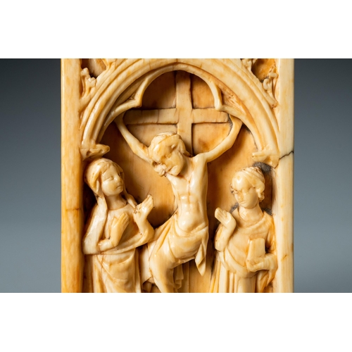 59 - The right panel of an ivory 'Crucifixion' diptych, probably Paris, 14th C.Lot subject to CITES-regul... 