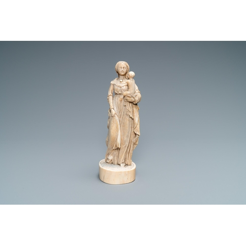 61 - An ivory figure of a Madonna with child, Dieppe, France, 18th C.Lot subject to CITES-regulations. Av... 