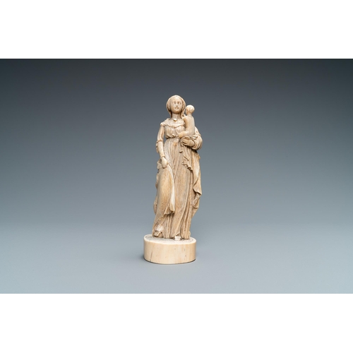 61 - An ivory figure of a Madonna with child, Dieppe, France, 18th C.Lot subject to CITES-regulations. Av... 