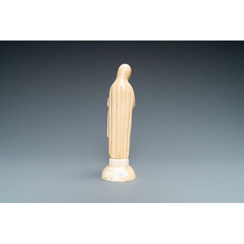 62 - An ivory figure of a Madonna, probably Dieppe, France, 19th C.Lot subject to CITES-regulations. Avai... 