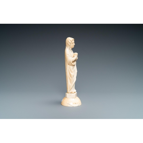 62 - An ivory figure of a Madonna, probably Dieppe, France, 19th C.Lot subject to CITES-regulations. Avai... 