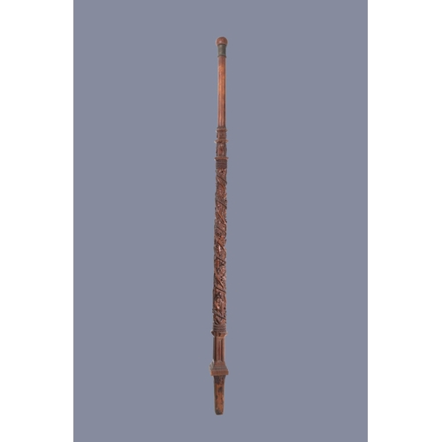 7 - A mahogany boat mast with oak scrolls, France or Italy, 18th C.L.: 275 cm  Provenance: - The Davioud... 