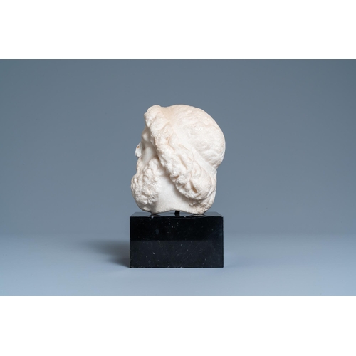 73 - A Roman marble head of a bearded manH.: 25 cm (incl. the base) H.: 17,5 cm (the marble)  Provenance:... 