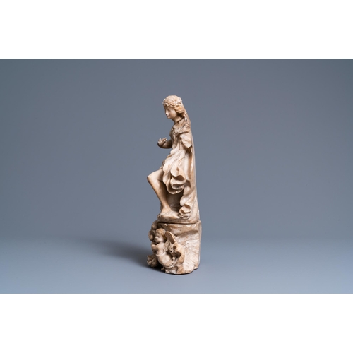 79 - An alabaster figure of a female saint, Trapani, Sicily, Italy, 17th C.H.: 43 cm  Provenance: - The D... 