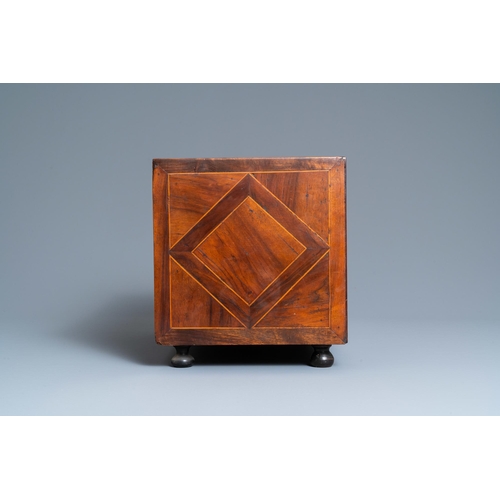 8 - A small mahogany veneer cabinet with engraved bone plaques, Italy, 17th C.Dim.: 44,5 x 30 x 27 cm  P... 