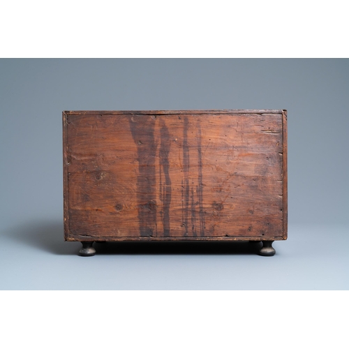 8 - A small mahogany veneer cabinet with engraved bone plaques, Italy, 17th C.Dim.: 44,5 x 30 x 27 cm  P... 