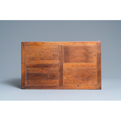 8 - A small mahogany veneer cabinet with engraved bone plaques, Italy, 17th C.Dim.: 44,5 x 30 x 27 cm  P... 