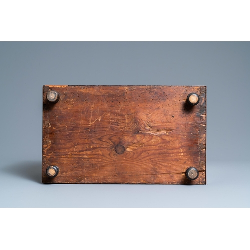 8 - A small mahogany veneer cabinet with engraved bone plaques, Italy, 17th C.Dim.: 44,5 x 30 x 27 cm  P... 