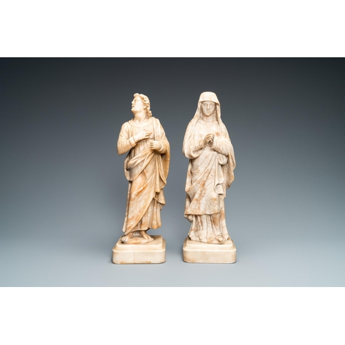 81 - Two alabaster figures of a Golgotha Madonna and John the Baptist, Italy, 17th C.H.: 39 cm  Provenanc... 