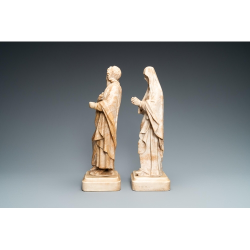 81 - Two alabaster figures of a Golgotha Madonna and John the Baptist, Italy, 17th C.H.: 39 cm  Provenanc... 