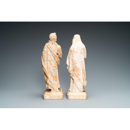 81 - Two alabaster figures of a Golgotha Madonna and John the Baptist, Italy, 17th C.H.: 39 cm  Provenanc... 