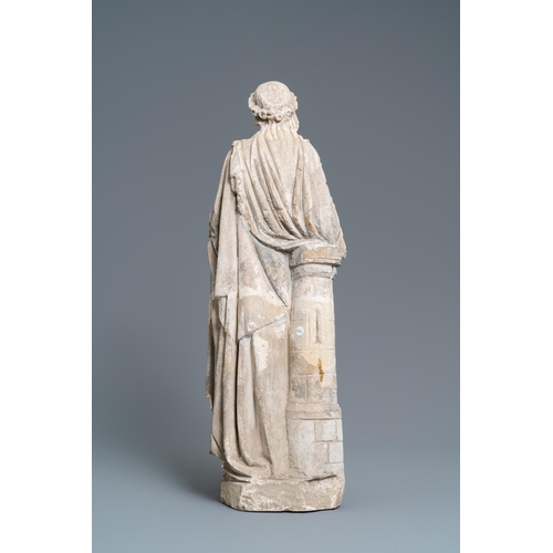 83 - A large limestone figure of Saint Barbara, 16th C.H.: 68,5 cm  Provenance: - The Davioud-Larminet co... 