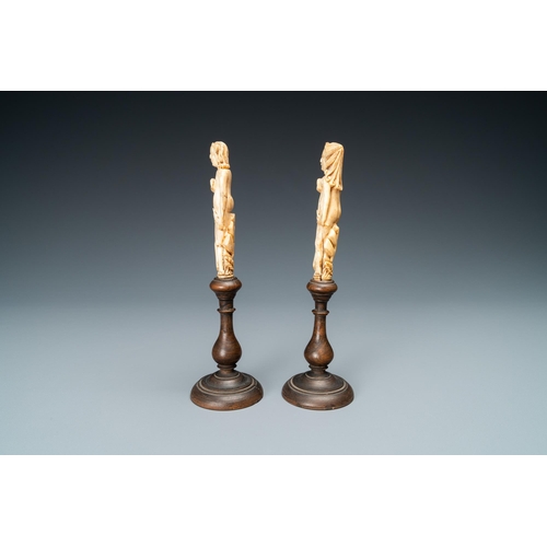 89 - A pair of Dutch ivory 'Adam and Eve' handles, The Netherlands, 17th C.Lot subject to CITES-regulatio... 