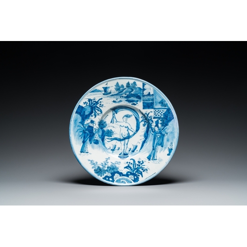 1311 - A Dutch Delft blue and white 'Venus' dish, late 17th C.Dia.: 34,5 cm