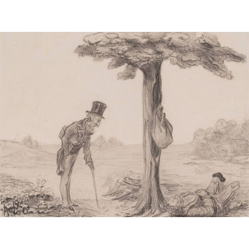 1213 - After Honore Daumier(1808-1879): 'The vagabond', pencil on paperDim.: 28 x 21 cm (the work)Dim.: 42,... 