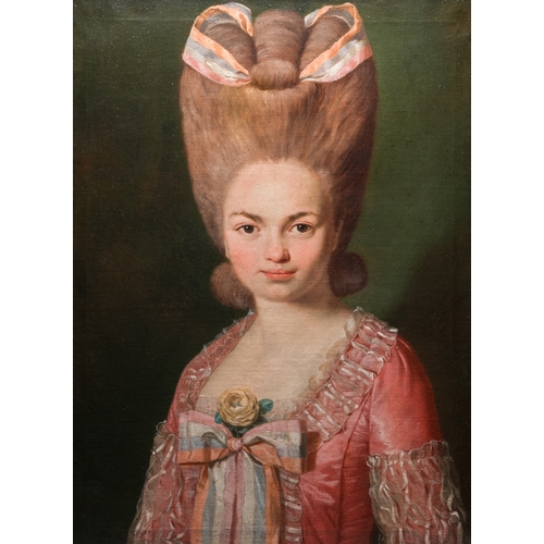 1216 - French school: Portrait of Mademoiselle de Mirabelle, oil on canvas, 18th C.Dim.: 71,5 x 55,5 cm (th... 