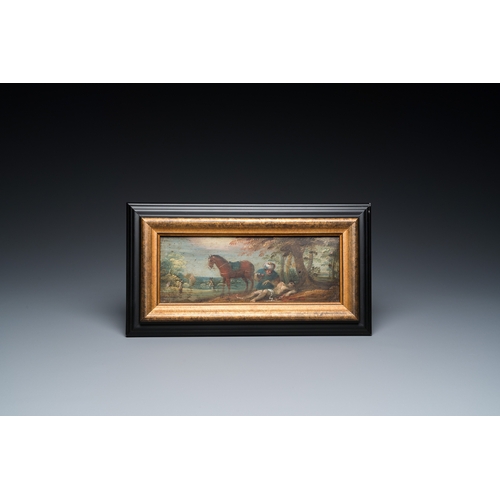 1251 - Flemish school, 17th C.: 'The Good Samaritan', oil on copperDim.: 30 x 16,5 cm (the frame)Dim.: 21,5... 