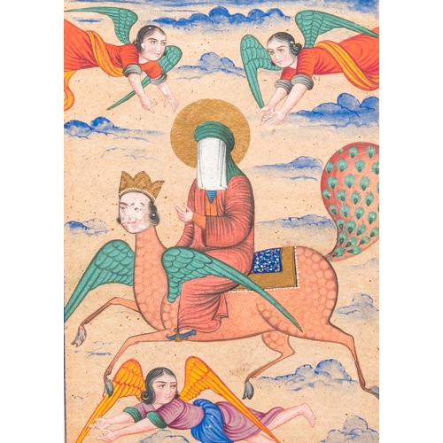 1119 - Persian school, miniature: 'Prophet Muhammad on his steed Buraq', 19th C.Dim.: 29,5 x 21 cm (the fra... 