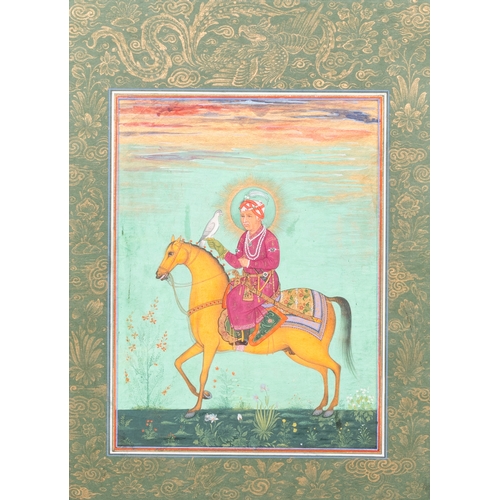 1121 - Indian school miniature: 'Portrait of Akbar the Great, the third Mughal emperor', 19th C.Dim.: 31,5 ... 