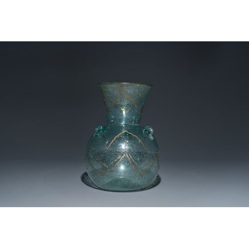 1156 - A painted glass mosque lamp, probably Syria, 19th C.H.: 33,5 cm