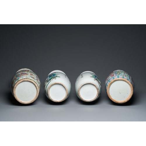 14 - Four Chinese famille rose vases, 19/20th C.H.: 62 cm (the tallest)