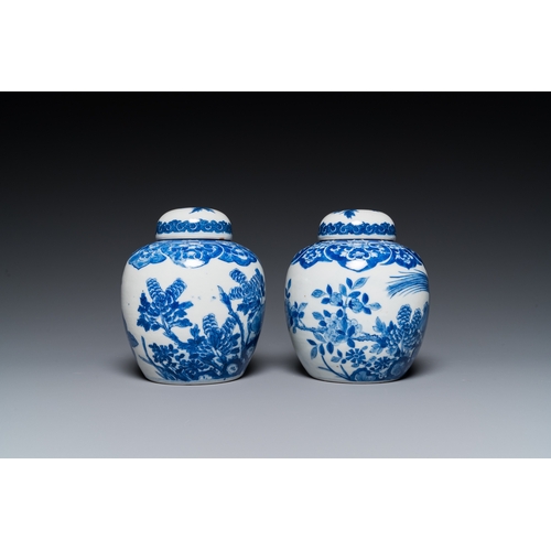 17 - A pair of Chinese Canton famille rose vases and a pair of blue and white covered jars, 19th C.H.: 37... 