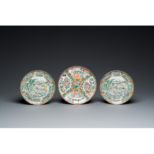 21 - An extensive collection of Chinese Canton famille rose porcelain, 19th C.L.: 42 cm (the platter)H.: ... 