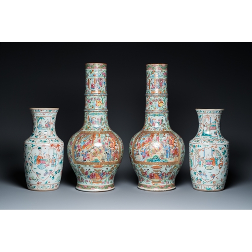 24 - Two pairs of Chinese famille rose vases, 19th C.H.: 59 cm (the tallest)