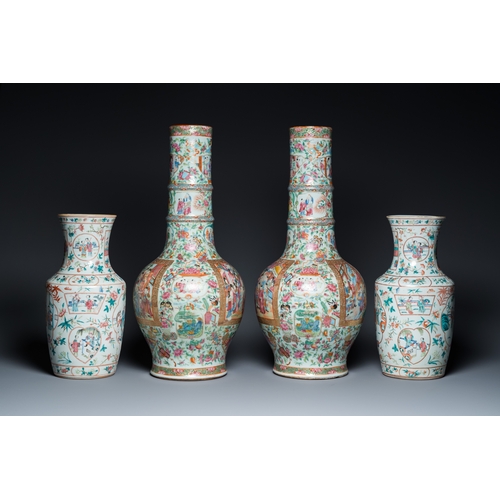 24 - Two pairs of Chinese famille rose vases, 19th C.H.: 59 cm (the tallest)