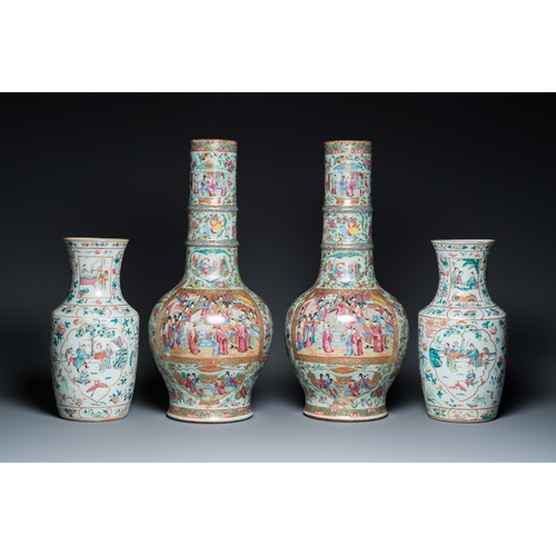 24 - Two pairs of Chinese famille rose vases, 19th C.H.: 59 cm (the tallest)